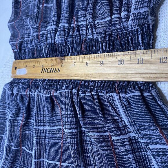 VERONICA M Mini Dress Sheer Plaid High Neck Smocked Bell Sleeves Womens S Black - Picture 7 of 11